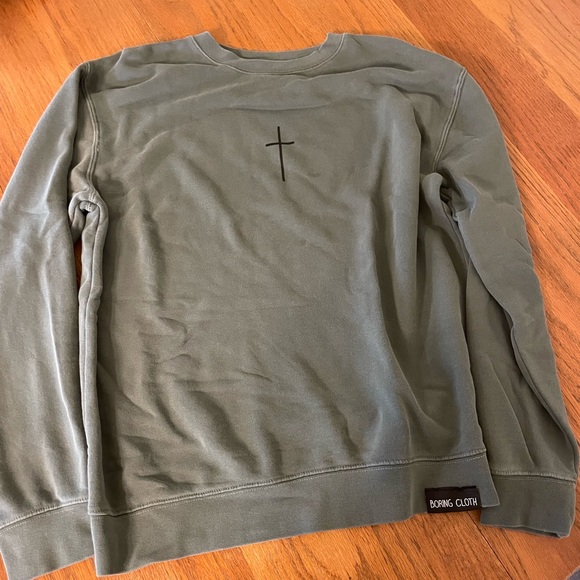 Green Boring Cloth Cross Crewneck - Picture 1 of 2
